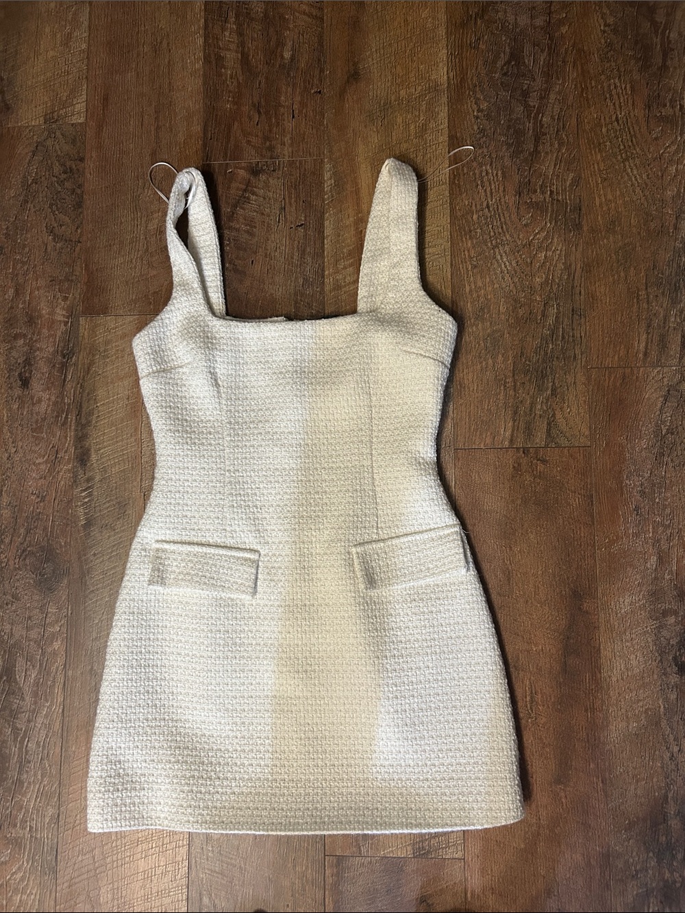 Dynamite Cream Textured Square-Neck Mini Dress